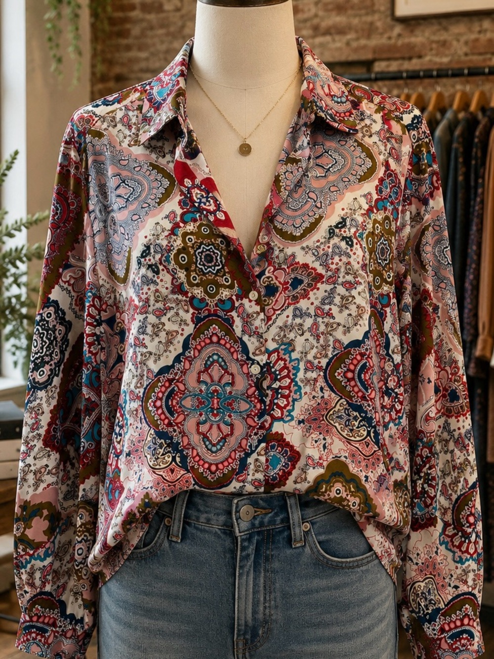 ZARA | Long Sleeve Blouse - Paisley Print | Size Large
